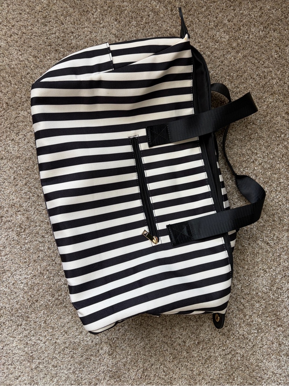 Alice and Olivia -Striped Black and White Weekend Tote Bag -